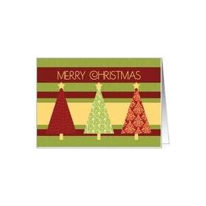  Merry Christmas Card   Red and Green Pattern Trees Card 