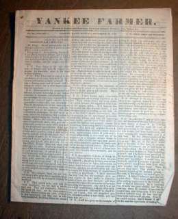 Rare 1835 CORNISH Maine newspaper THE YANKEE FARMER 176 years old 