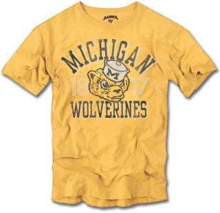 Michigan Wolverines Gold 47 Brand Vintage Scrum T Shirt  