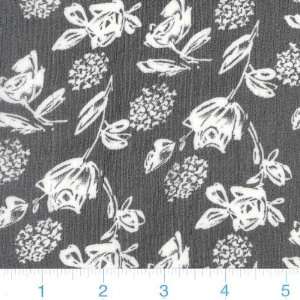  45 Wide Crinkle Silk Chiffon Roses Black/White Fabric By 