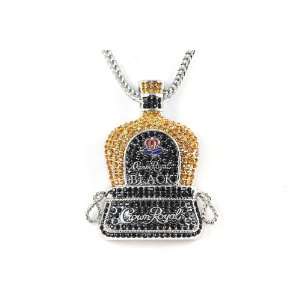  Iced Out Crown Royal Pendant Silver Franco Chain Yellow 