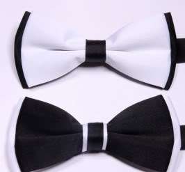 New Mens Black/White Solid Tuxedo Bow Ties Cravats  