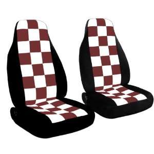   white and burgundy checkered car seat covers, for a 2003 Toyota Camry