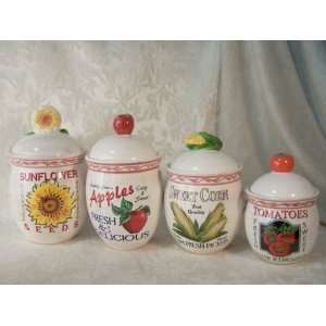 Canisters ~ Freshness Seal Porcelain Canisters Set of 4 