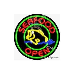Seafood Neon Sign 26 inch tall x 26 inch wide x 3.5 inch deep outdoor 