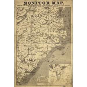  Civil War Map Monitor map, showing the whole seacoast from 
