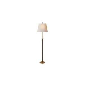  Library Floor Lamp in Hand Rubbed Antique Brass and Braided Leather 