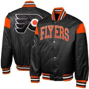   Philadelphia Flyers Black Big League Nylon Satin Full Button Jacket