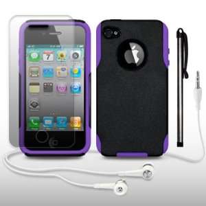 IPHONE 4 OUTDOORS CASE BLACK / PURPLE WITH SCREEN PROTECTOR, STYLUS 