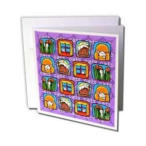  Cute Pets, Green with Polka Dots   Greeting Cards 6 Greeting Cards