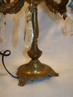   ITALIAN Brass CANDELABRA Hanging CRYSTAL Victorian MANSION Lamp  