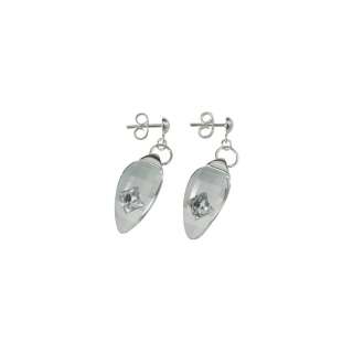 PRECIOSA CRYSTAL AND STERLING EARRINGS CRYSTAL, SAPPHIRE, ROSE  