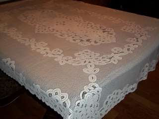 CREME IVORY TABLECLOTH LACE 62 X 108 FLORAL CTCF260  