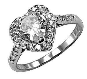   Cubic Zirconia CZ Engagement Promise Sterling Silver Platinum ep Ring