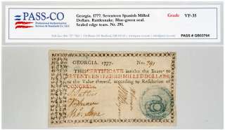 Colonial Currency, GA, 1777 $17, Rattlesnake Note  