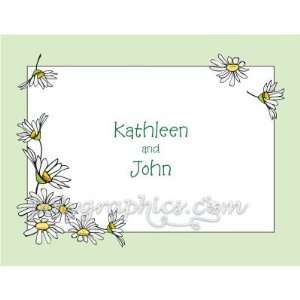  Daisies Green Border Engagement Wedding Note Cards Health 