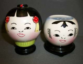 Vintage Ceramic Oriental Man & Woman Salt & Pepper Shakers (NP29 