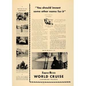 1933 Ad Empress Britain World Cruise Canadian Pacific 