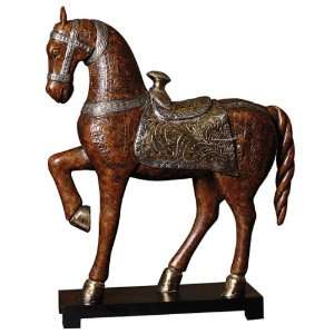  Uttermost 26 Inch Spanish Horse Sculpture Tooled Leather 