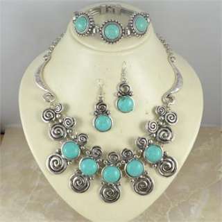   Turquoise Necklace Bracelet Earring Snail Jewelry Set S016  