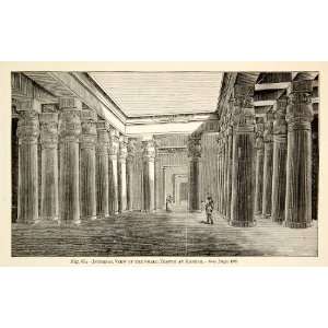   Egypt Columns Hall Room Ancient   Original In Text Wood Engraving