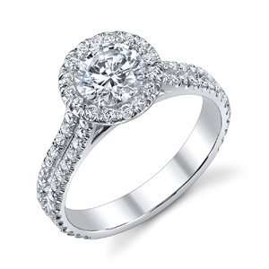 Platinum Celia Micro Pave Diamond Halo Ring (.43 ctw.) Halo Pave Round 