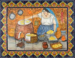 mexican tile mural hand painted kitchen backsplash talavera tiles 