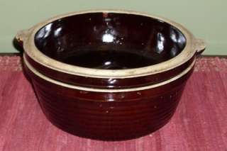 Vintage Dark Brown Stoneware ~ Covered Casserole/Dish ~ Yellow Ware 