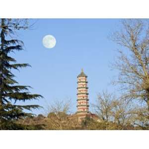 Beijing, A Full Moon Rising over a Pagoda on the Grounds 