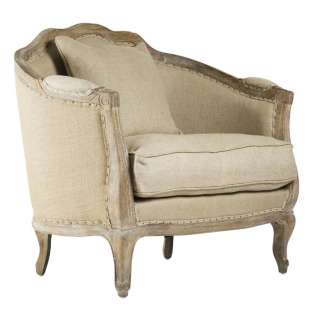 Rue du Bac French Country Natural Hemp Feather Down Arm Chair  