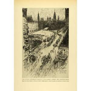 1925 Print Funeral Procession Parliament London Joseph Pennell King 