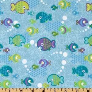  44 Wide Deep Deep Sea Little Fish Light Blue Fabric By 