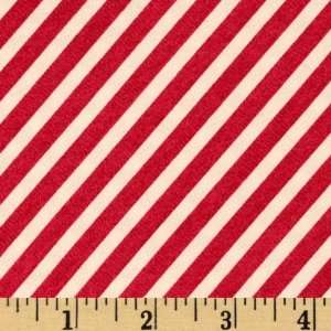 44 Wide Red Diagonal Stripes At Home For The Holidays Fabric By The 