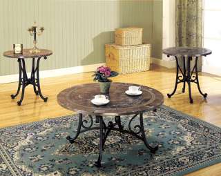 Faux Marble Top Round Coffee Table  