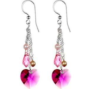  Handcrafted Austrian Passion Pearl Heart Drop Earrings 