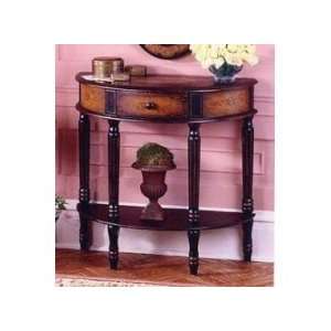  Butler Demilune Console Table with Wooden Knob Drawer 