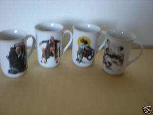 Set 4 Norman Rockwell Mugs Cups Glasses Collectibles  