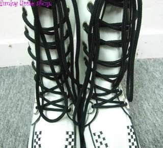 Punk Rock Emo Gothic white motorcycle boots EUR 35 45  
