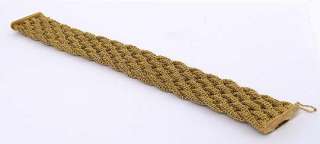 ROBUST VINTAGE 18K GOLD WOVEN BRAIDED MESH BRACELET  