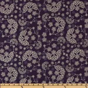 44 Wide Country Lane Lacy Flower Purple Fabric By The 