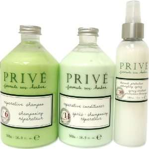 Prive Reparative Shampoo 500ml+Conditioner 500ml+Detangling Spray 