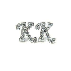  K Silver Crystal Initial Letter Stud Earrings LA1189 Arts 
