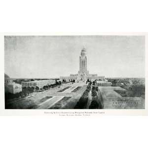  1928 Print Nebraska State Capitol Bertram Goodhue 