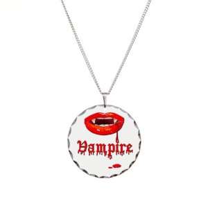    Necklace Circle Charm Vampire Fangs Dracula Artsmith Inc Jewelry