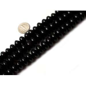  8x12mm Rondell Gemstone black agate beads strand 15 