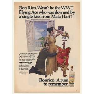  1968 Ron Rico WWI Flying Ace Mata Hari Ronrico Rum Print 