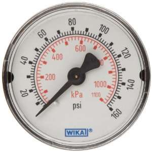 WIKA 9690705 Commercial Pressure Gauge, Dry Filled, Copper Alloy 