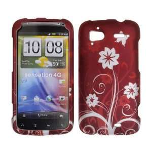 Premium   HTC Sensation 4G   Transparent Flowers & Butterflies on Red 