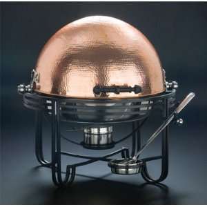   Mesa Round Roll Top Chafer with Hammered Copper Cover