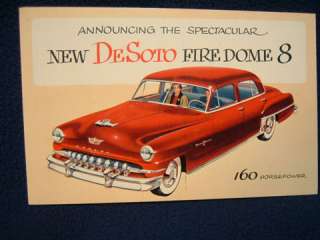 1952 Desoto Firedome 8 advertising postcard  